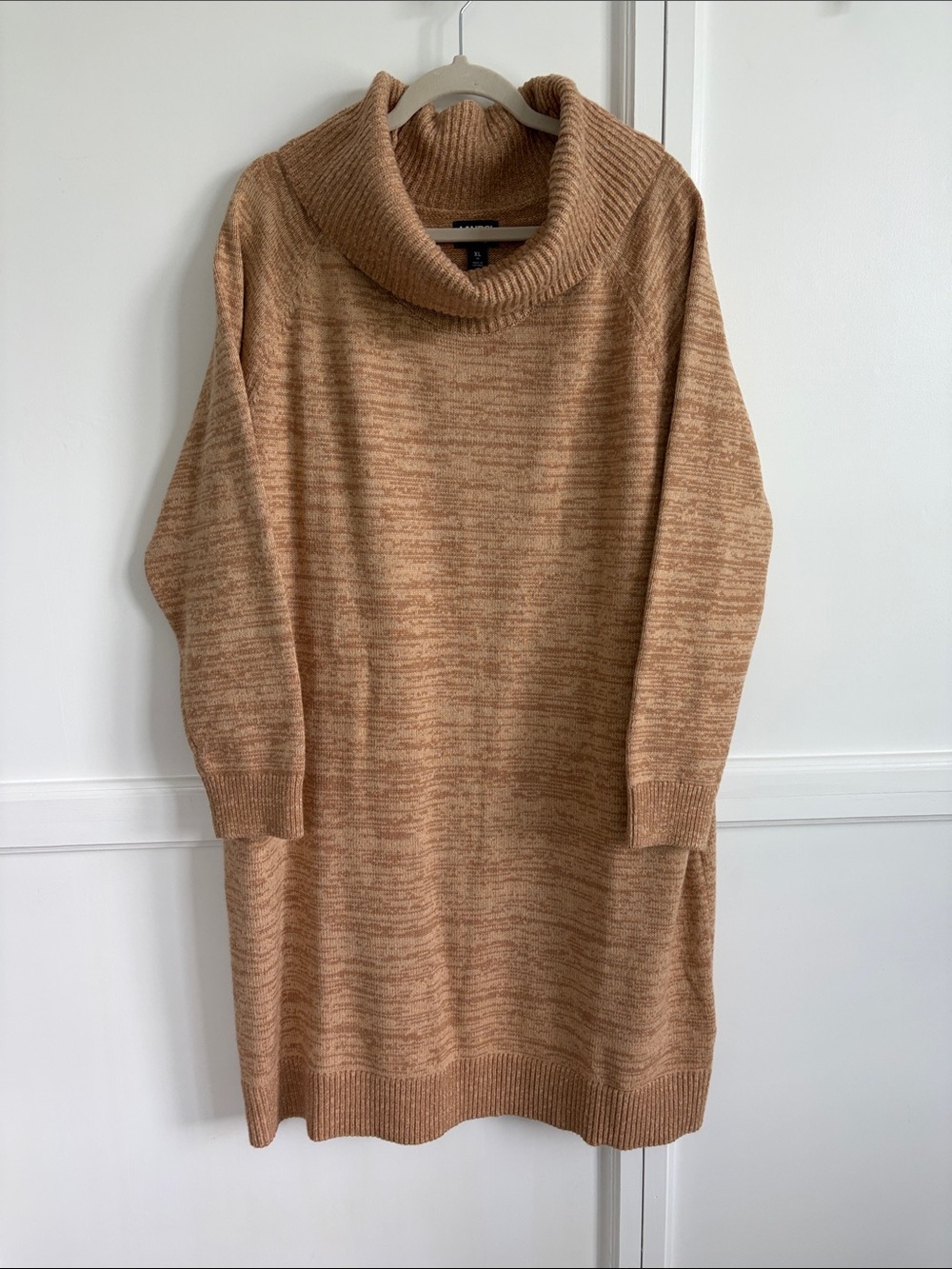 Lands End Cozy Camel Cowl Neck Sweater Dress Size XL (18)